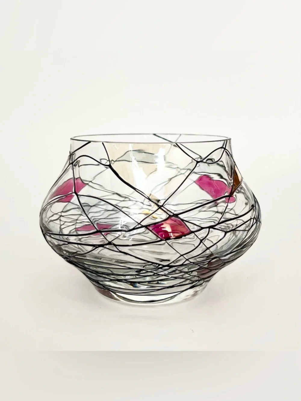 PartyLite Glass Tealight Candle Holder Tiffany Mondrian Inspired Delicate Art - Picture 3 of 7